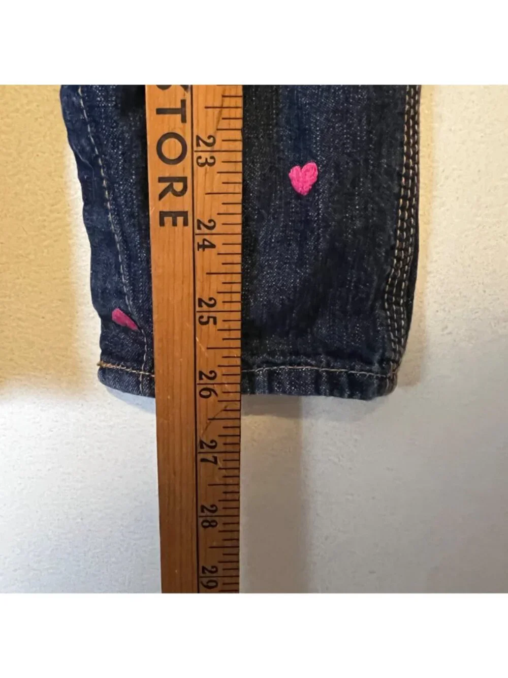 Girls Jean Overalls Toddler 24 Months Blue Denim Pink Hearts Oshkosh B'gosh Jean